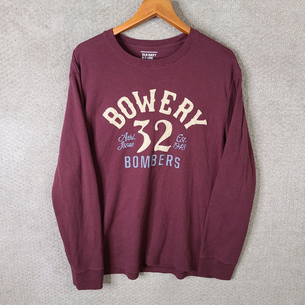 Old Navy Shirt Mens XL Red Maroon Waffle Knit Thermal Bowery 32 Bombers